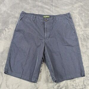 Eddie Bauer Shorts Mens 36 Navy Pinstripe Bermuda Flap Pockets Casual